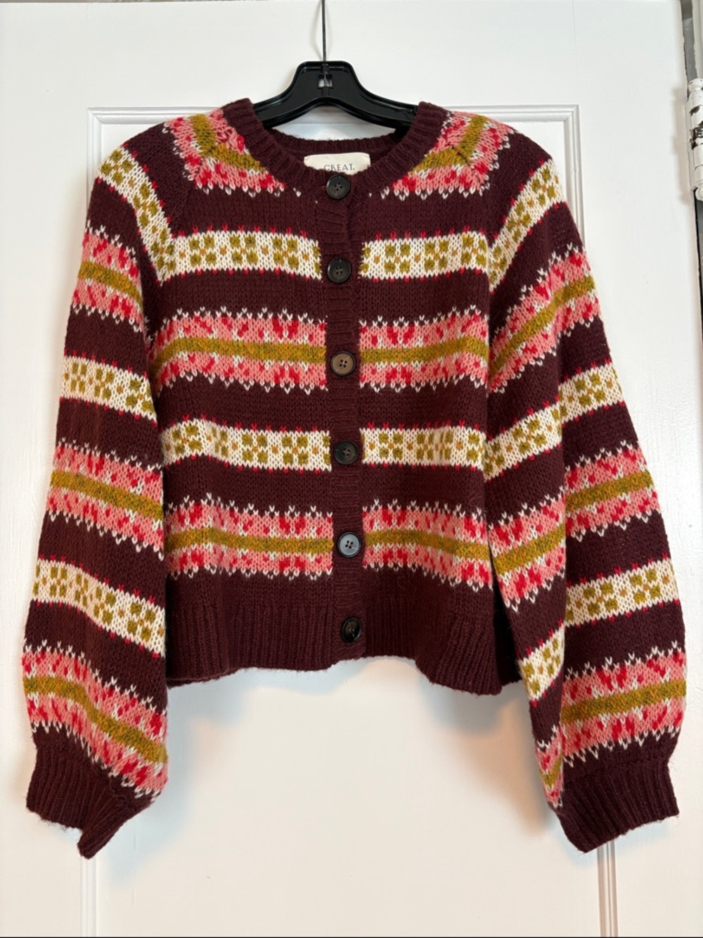 THE GREAT. Fair Isle Cardigan